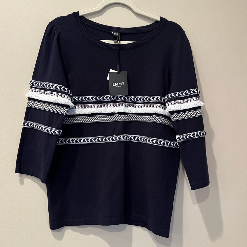 Emme Marcella L Maglia sweater navy NWT